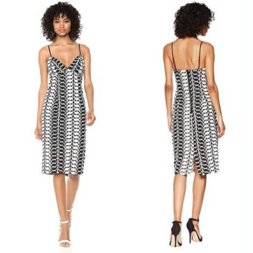Bardot Exclusive Knitted Germaine Black & White Lace Bodycon Dress, size 4
